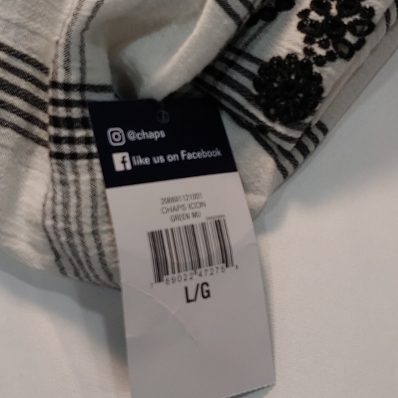 Chaps Pickney Yarn Dye Crepe Plaid Off The Should - Picture 3 of 3